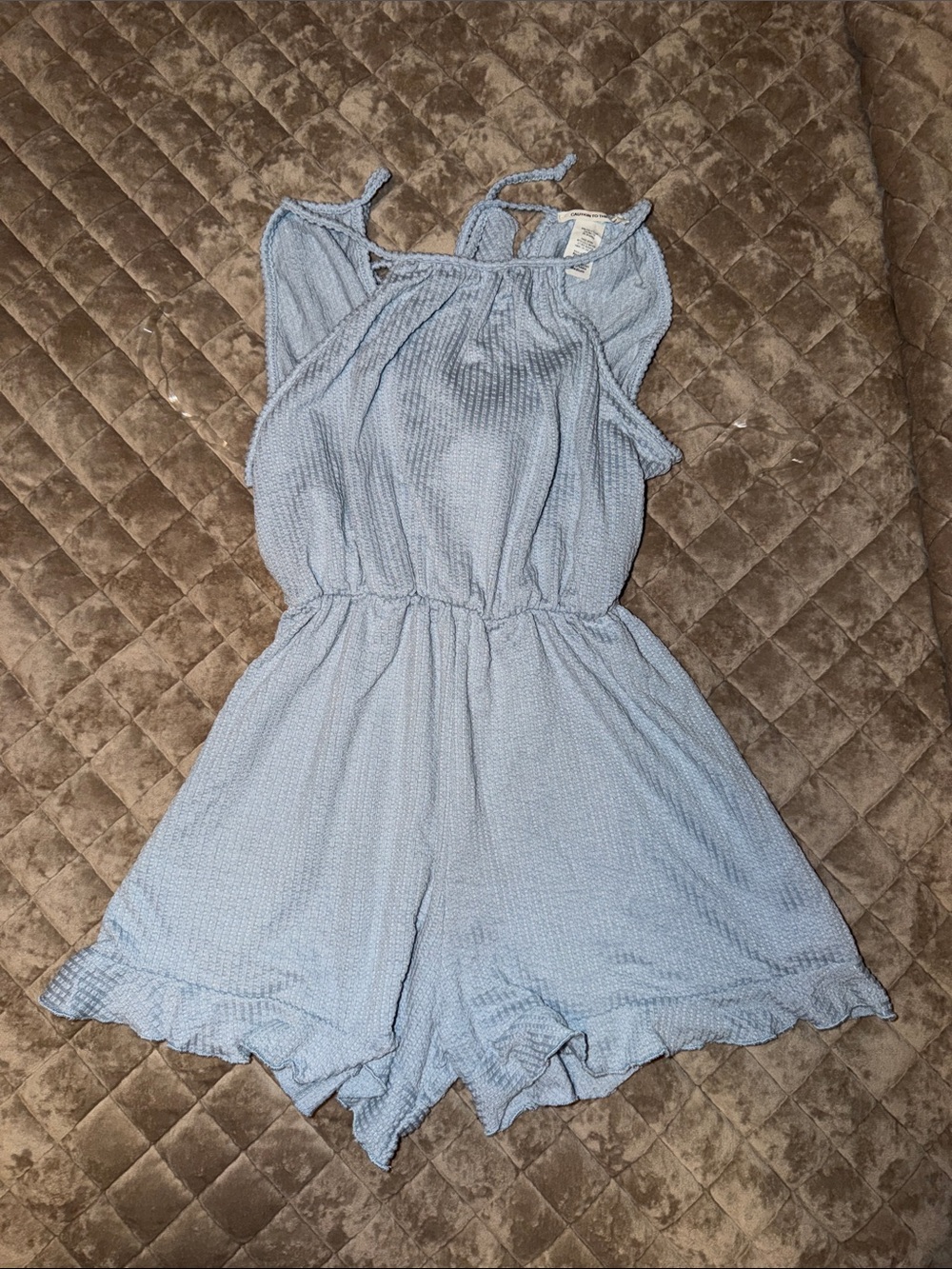 Caution To The Wind Light Blue Smocked Romper